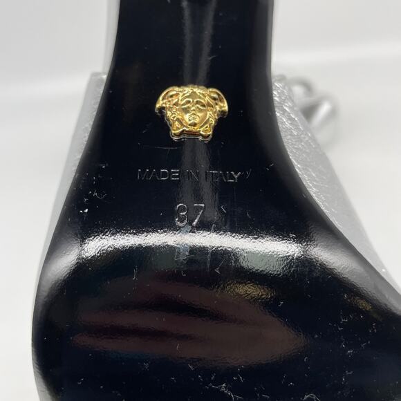 Versace Women's Metallic Medusa Buckle Slingback Sandals Silver EU 37 US 7 - Picture 9 of 11